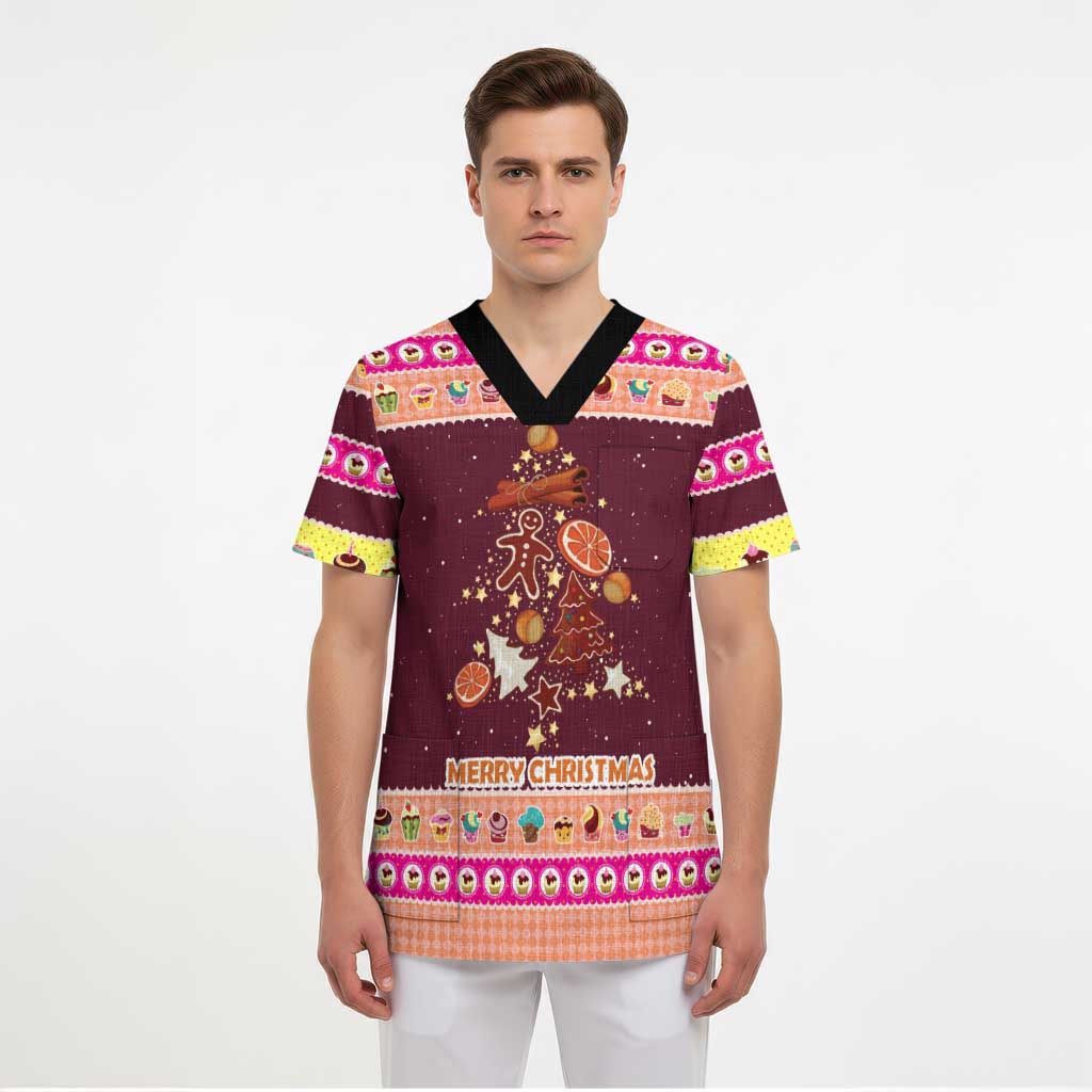 Christmas Cookie Scrub Top with Gingerbread Tree Candy Ornaments and Sweet Treat Pattern - Wonder Print Shop