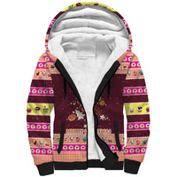 Christmas Cookie Sherpa Hoodie with Gingerbread Tree Candy Ornaments and Sweet Treat Pattern - Wonder Print Shop