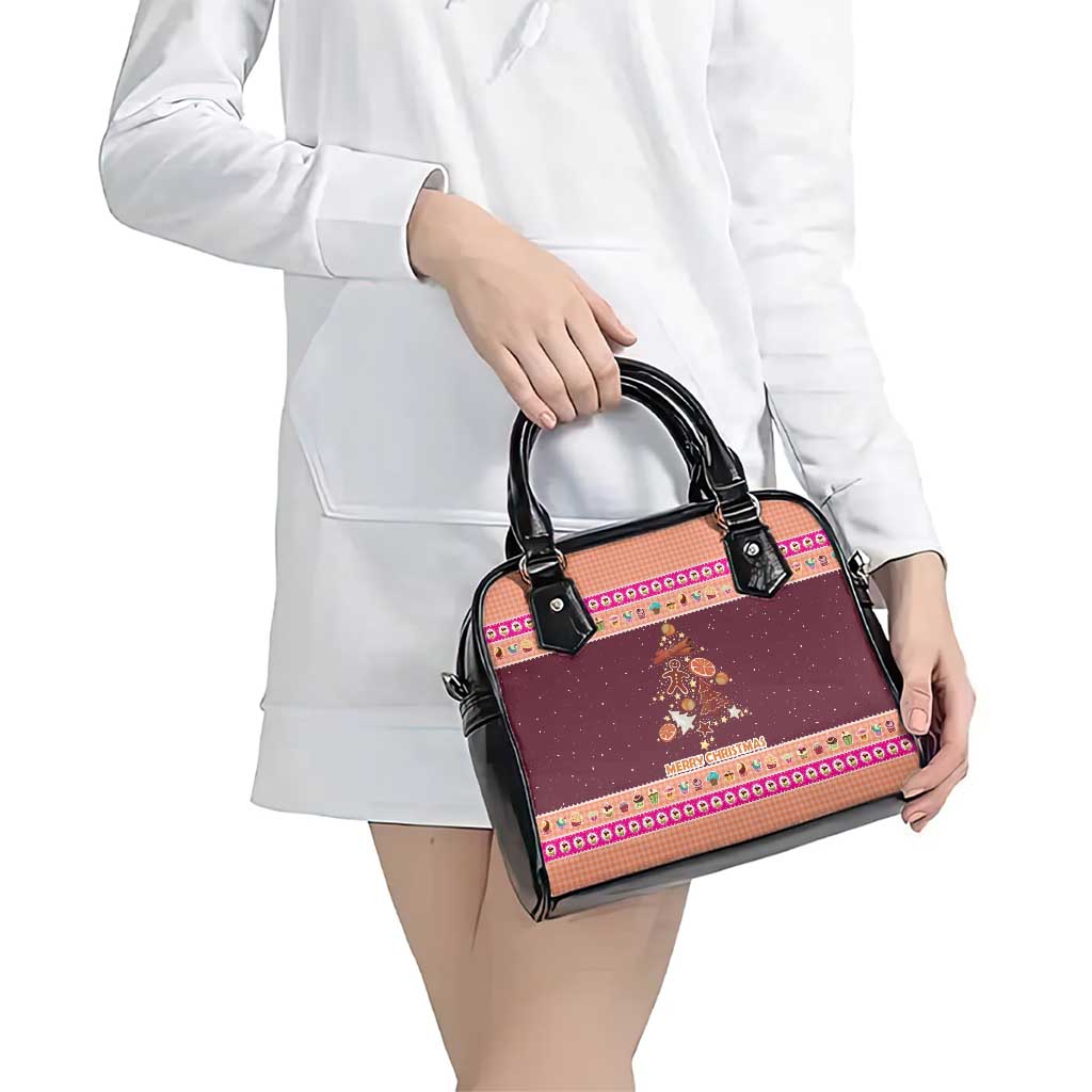 Christmas Cookie Shoulder Handbag with Gingerbread Tree Candy Ornaments and Sweet Treat Pattern - Wonder Print Shop