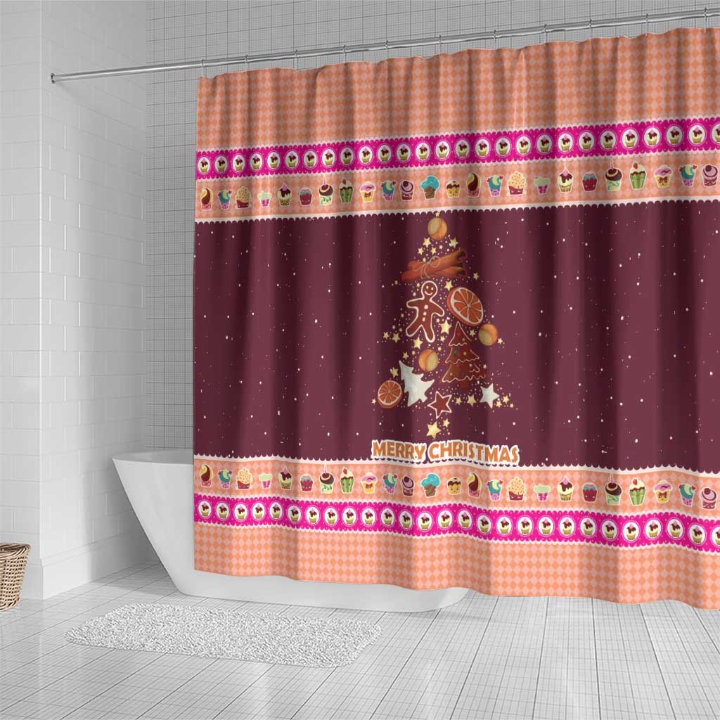 Christmas Cookie Shower Curtain with Gingerbread Tree Candy Ornaments and Sweet Treat Pattern - Wonder Print Shop