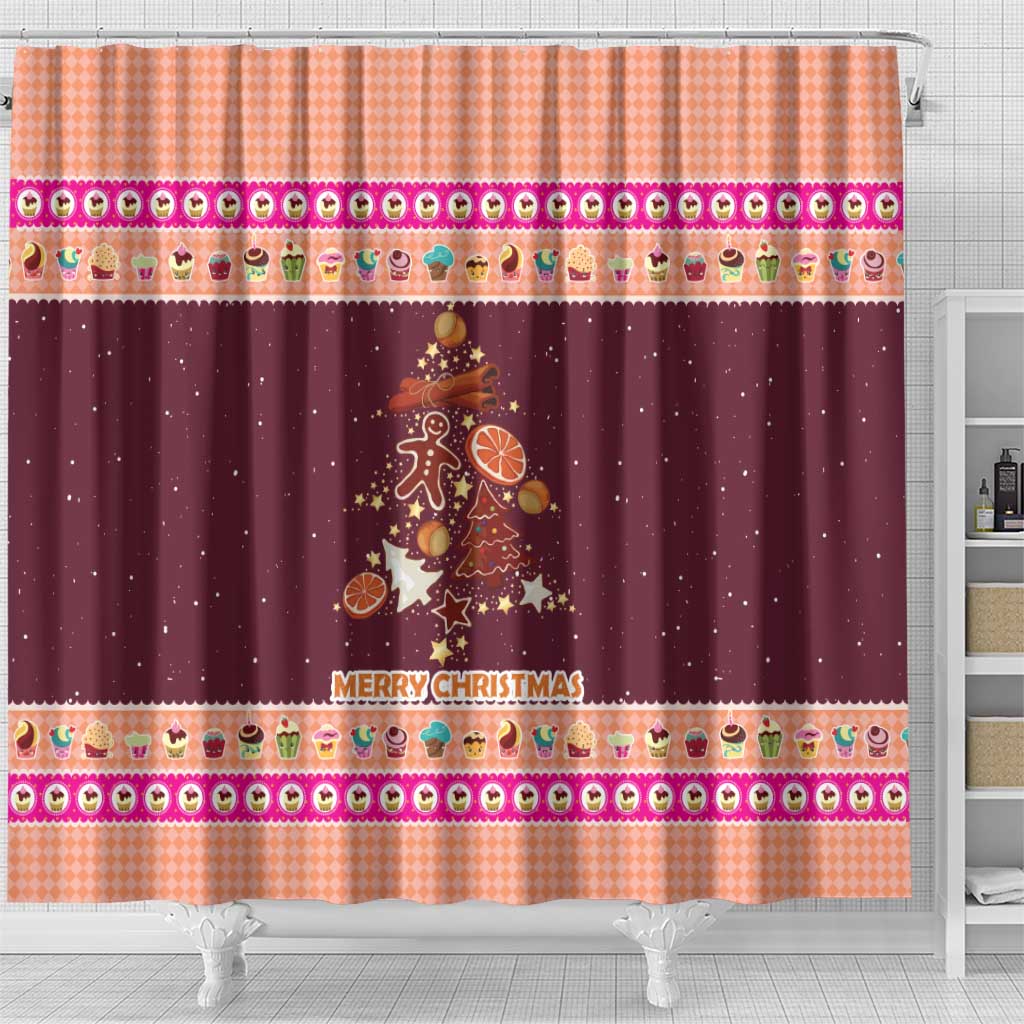 Christmas Cookie Shower Curtain with Gingerbread Tree Candy Ornaments and Sweet Treat Pattern - Wonder Print Shop