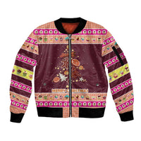 Christmas Cookie Sleeve Zip Bomber Jacket with Gingerbread Tree Candy Ornaments and Sweet Treat Pattern - Wonder Print Shop