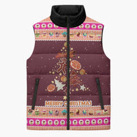 Christmas Cookie Sleeveless Puffer Jacket with Gingerbread Tree Candy Ornaments and Sweet Treat Pattern - Wonder Print Shop
