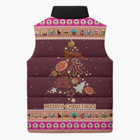 Christmas Cookie Sleeveless Puffer Jacket with Gingerbread Tree Candy Ornaments and Sweet Treat Pattern - Wonder Print Shop