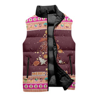 Christmas Cookie Sleeveless Puffer Jacket with Gingerbread Tree Candy Ornaments and Sweet Treat Pattern - Wonder Print Shop
