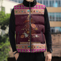 Christmas Cookie Sleeveless Puffer Jacket with Gingerbread Tree Candy Ornaments and Sweet Treat Pattern - Wonder Print Shop