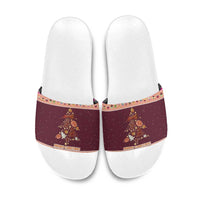 Christmas Cookie Slide Sandals with Gingerbread Tree Candy Ornaments and Sweet Treat Pattern - Wonder Print Shop