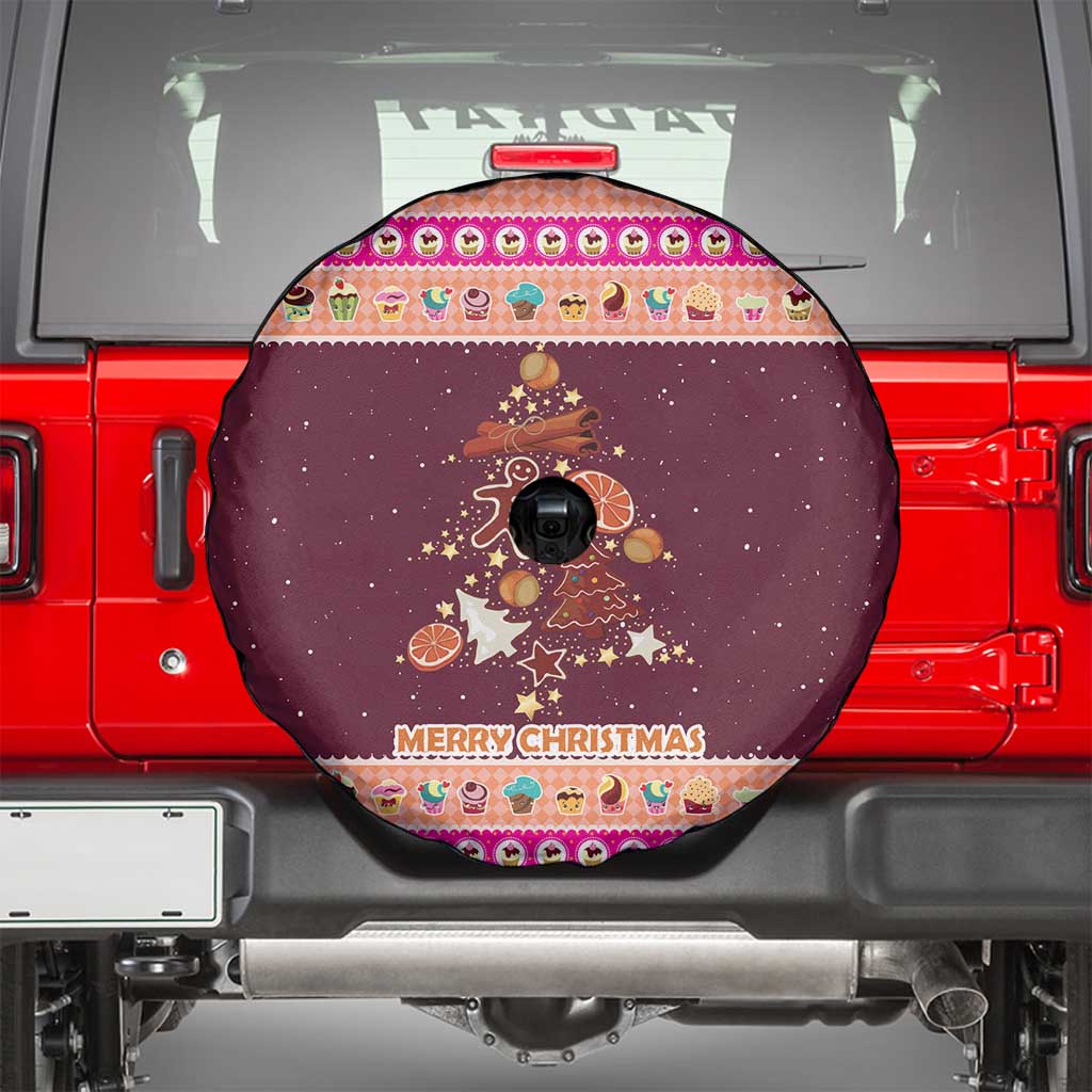 Christmas Cookie Spare Tire Cover with Gingerbread Tree Candy Ornaments and Sweet Treat Pattern - Wonder Print Shop