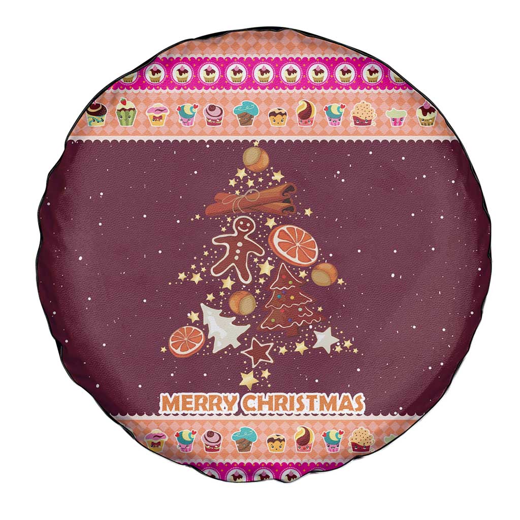 Christmas Cookie Spare Tire Cover with Gingerbread Tree Candy Ornaments and Sweet Treat Pattern - Wonder Print Shop