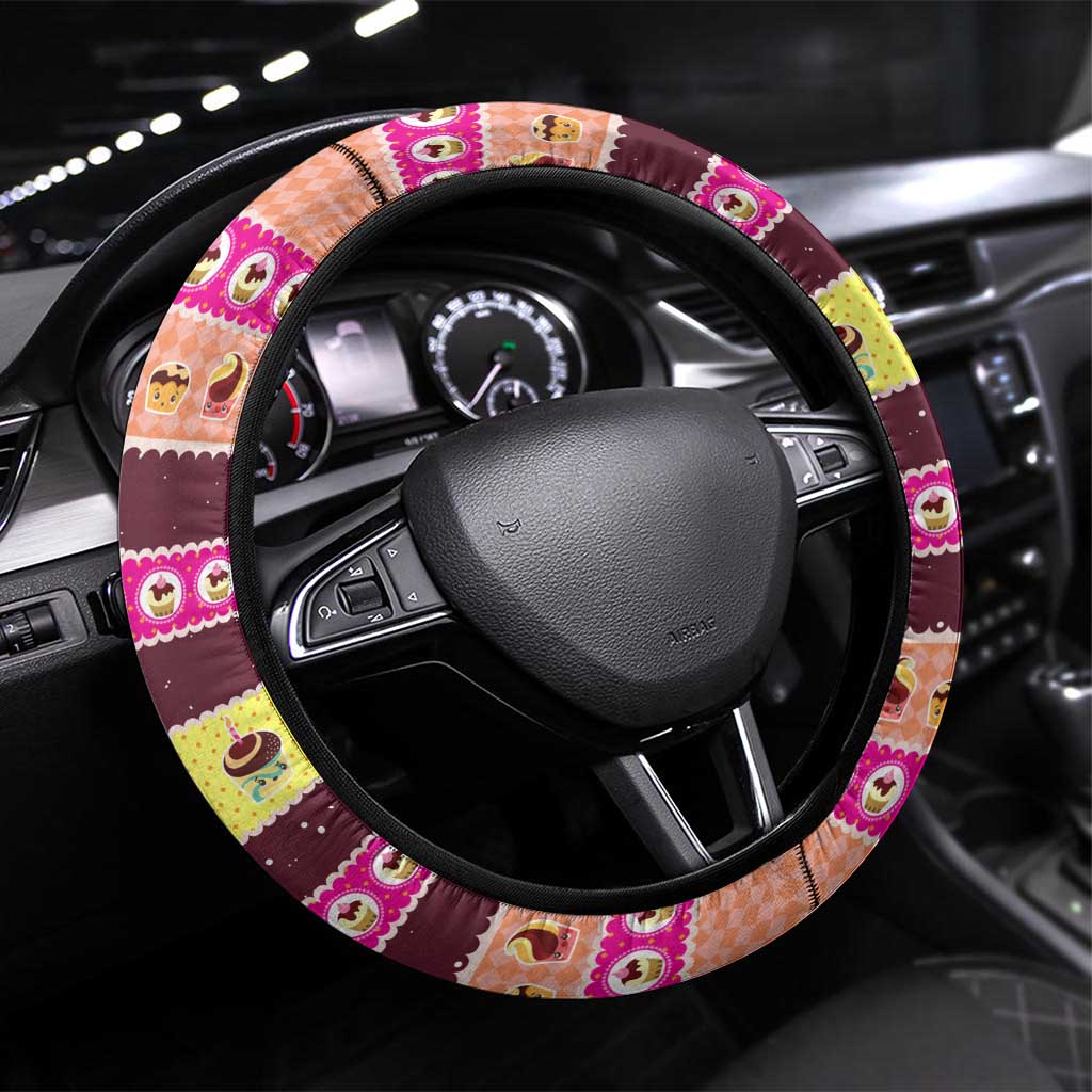 Christmas Cookie Steering Wheel Cover with Gingerbread Tree Candy Ornaments and Sweet Treat Pattern - Wonder Print Shop