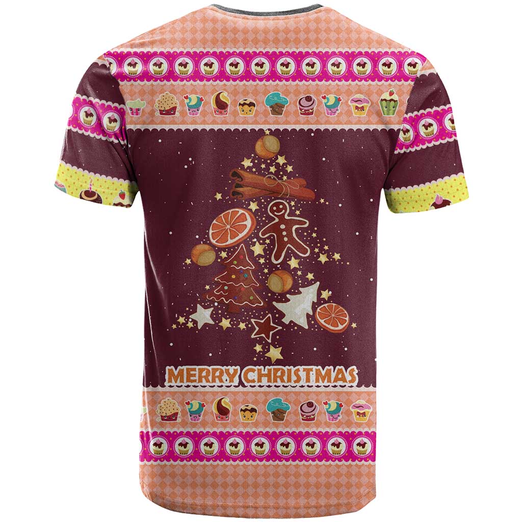 Christmas Cookie T Shirt with Gingerbread Tree Candy Ornaments and Sweet Treat Pattern - Wonder Print Shop