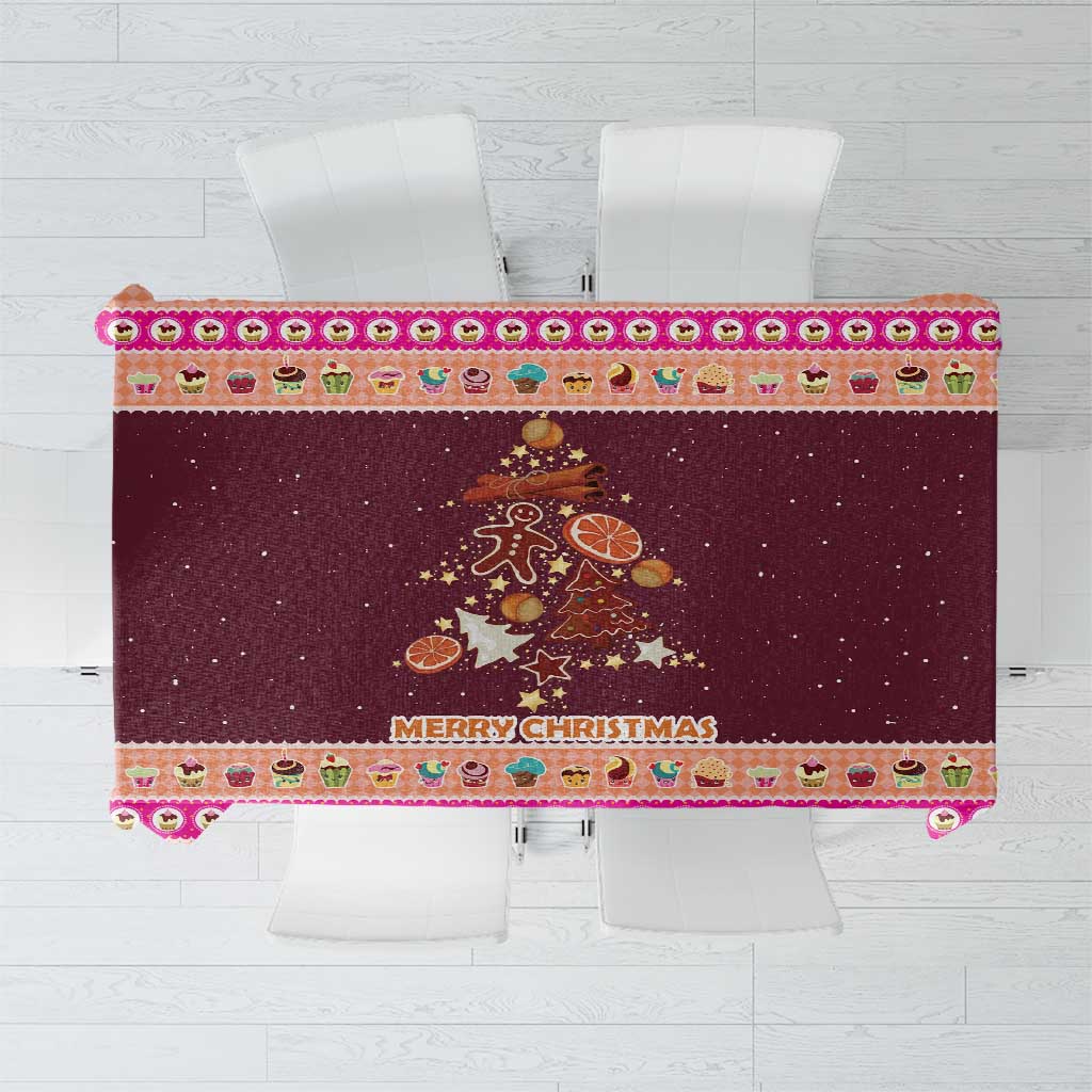 Christmas Cookie Tablecloth with Gingerbread Tree Candy Ornaments and Sweet Treat Pattern - Wonder Print Shop