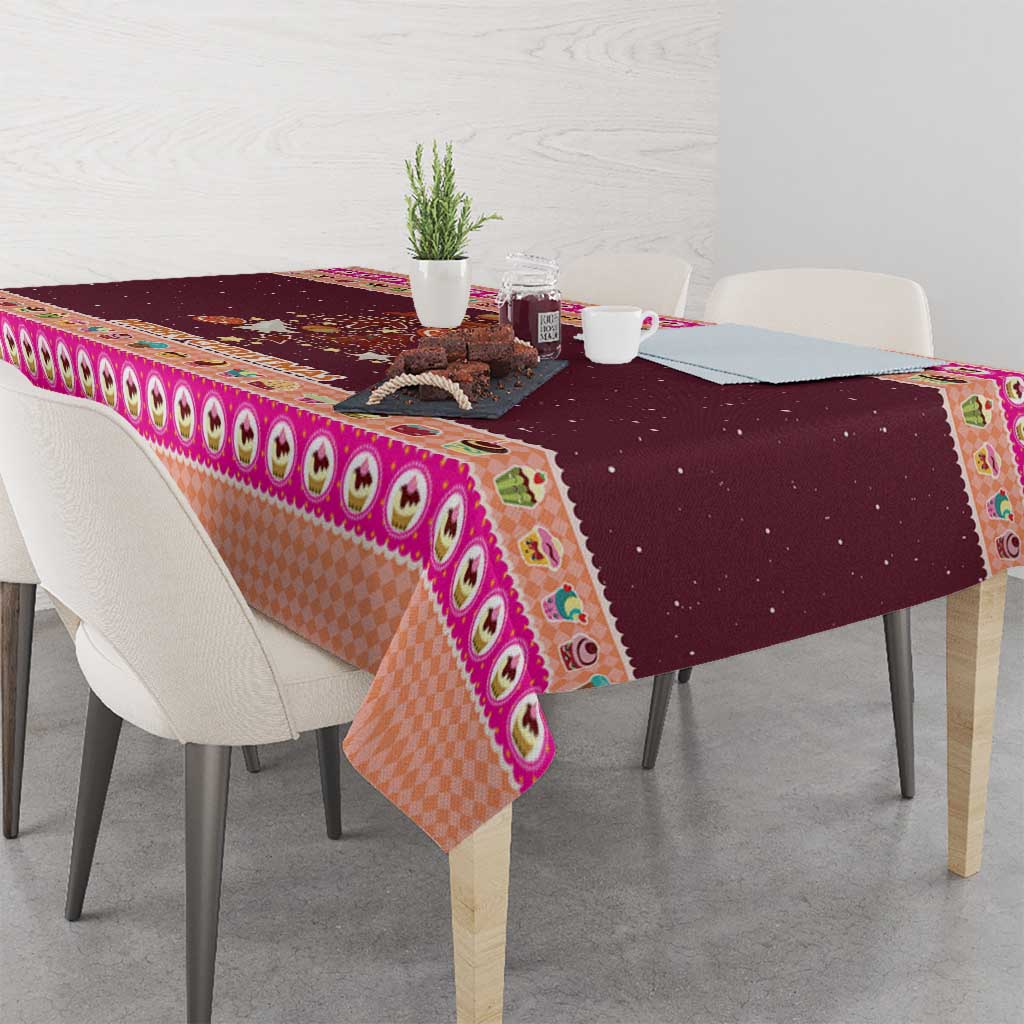 Christmas Cookie Tablecloth with Gingerbread Tree Candy Ornaments and Sweet Treat Pattern - Wonder Print Shop