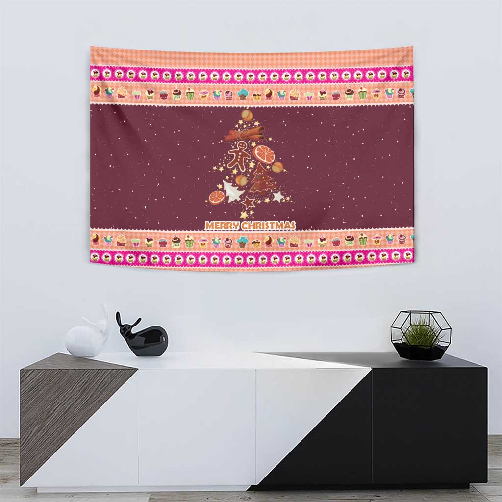 Christmas Cookie Tapestry with Gingerbread Tree Candy Ornaments and Sweet Treat Pattern - Wonder Print Shop