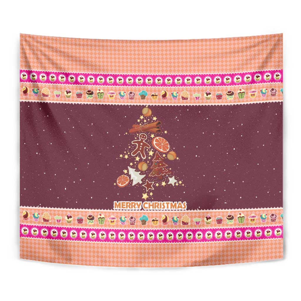 Christmas Cookie Tapestry with Gingerbread Tree Candy Ornaments and Sweet Treat Pattern - Wonder Print Shop