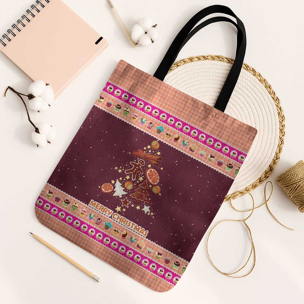 Christmas Cookie Tote Bag with Gingerbread Tree Candy Ornaments and Sweet Treat Pattern - Wonder Print Shop