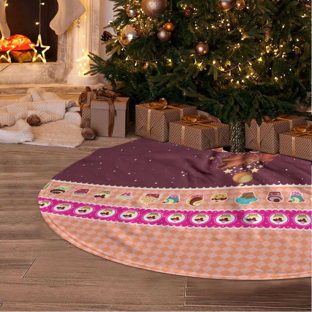 Christmas Cookie Tree Skirt with Gingerbread Tree Candy Ornaments and Sweet Treat Pattern - Wonder Print Shop