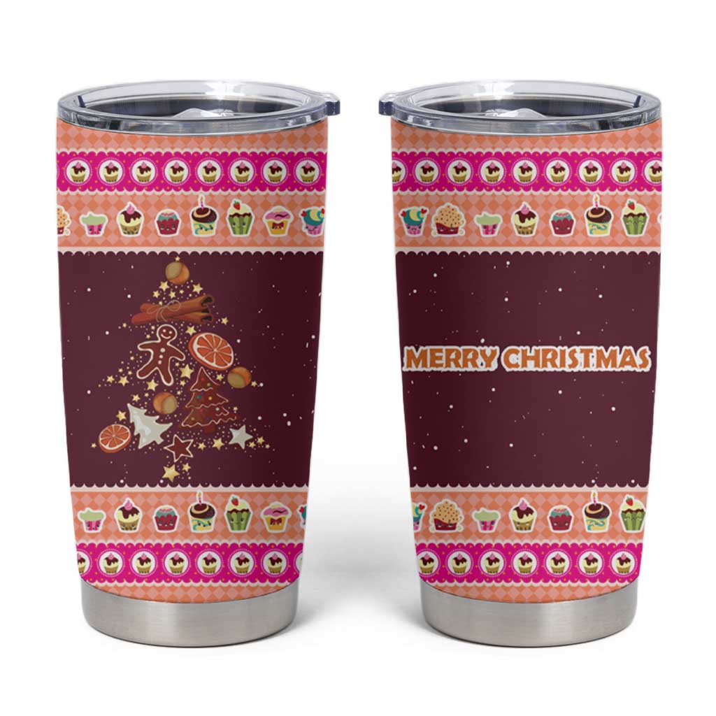 Christmas Cookie Tumbler Cup with Gingerbread Tree Candy Ornaments and Sweet Treat Pattern - Wonder Print Shop