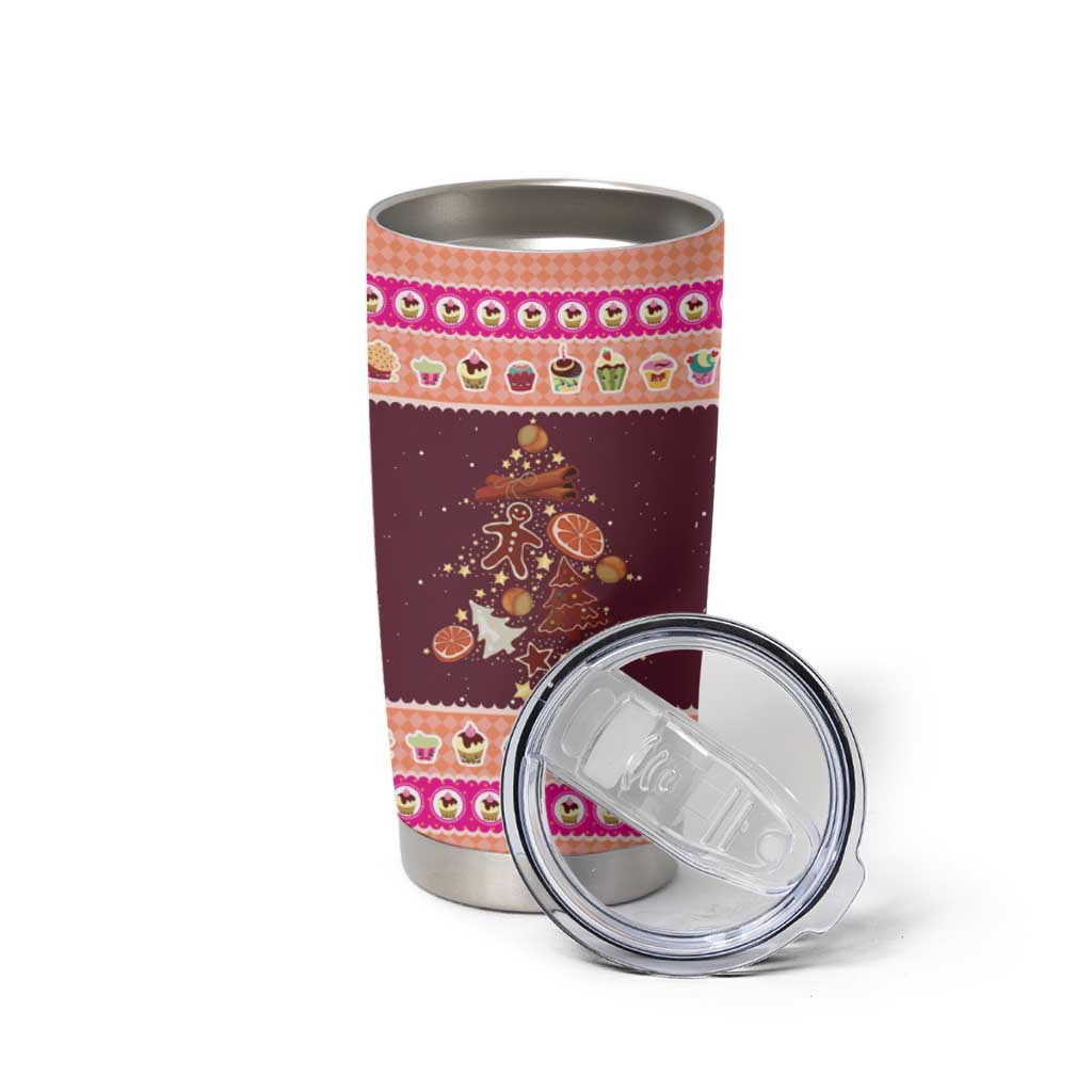Christmas Cookie Tumbler Cup with Gingerbread Tree Candy Ornaments and Sweet Treat Pattern - Wonder Print Shop