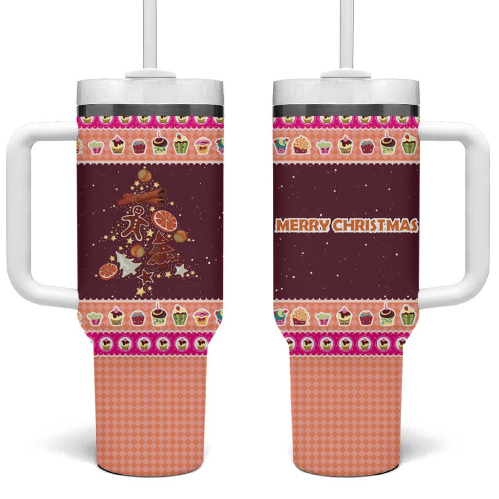 Christmas Cookie Tumbler With Handle with Gingerbread Tree Candy Ornaments and Sweet Treat Pattern - Wonder Print Shop