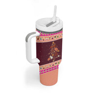 Christmas Cookie Tumbler With Handle with Gingerbread Tree Candy Ornaments and Sweet Treat Pattern - Wonder Print Shop