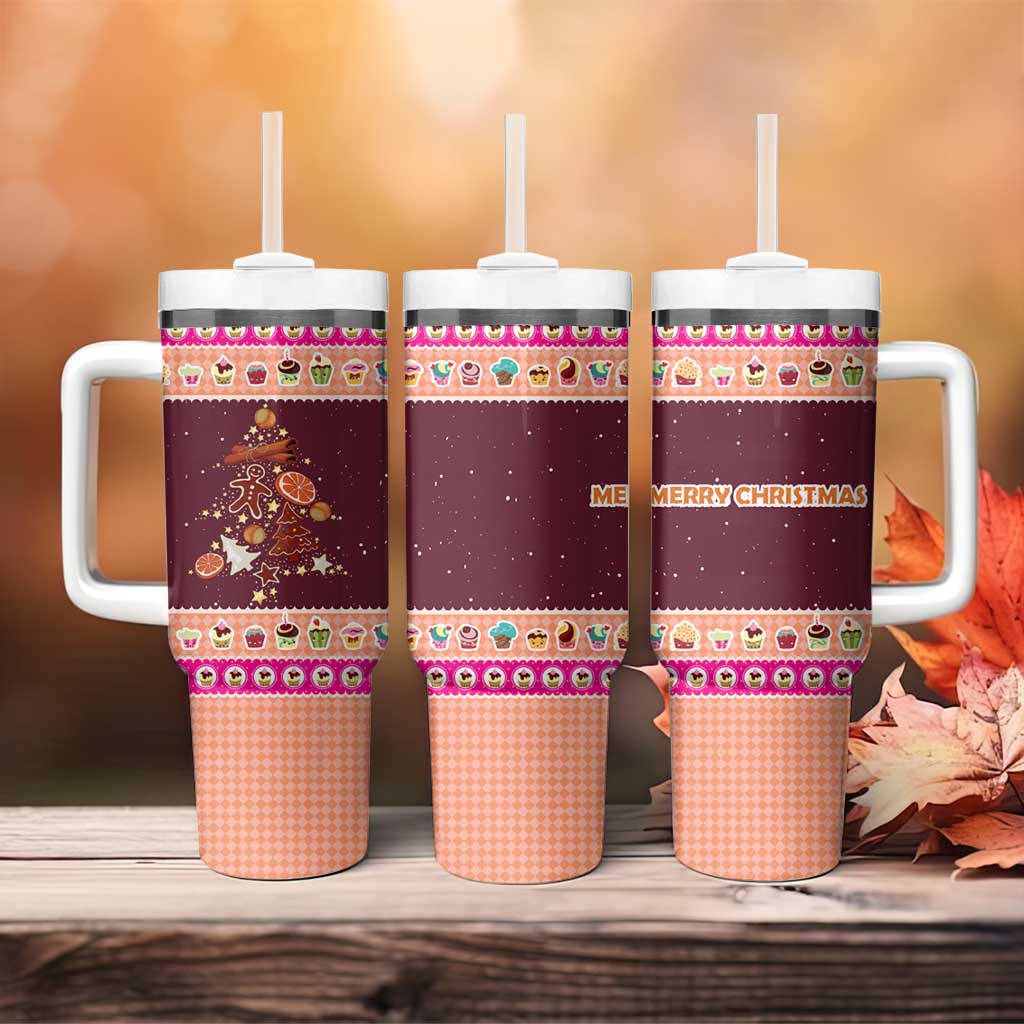 Christmas Cookie Tumbler With Handle with Gingerbread Tree Candy Ornaments and Sweet Treat Pattern - Wonder Print Shop