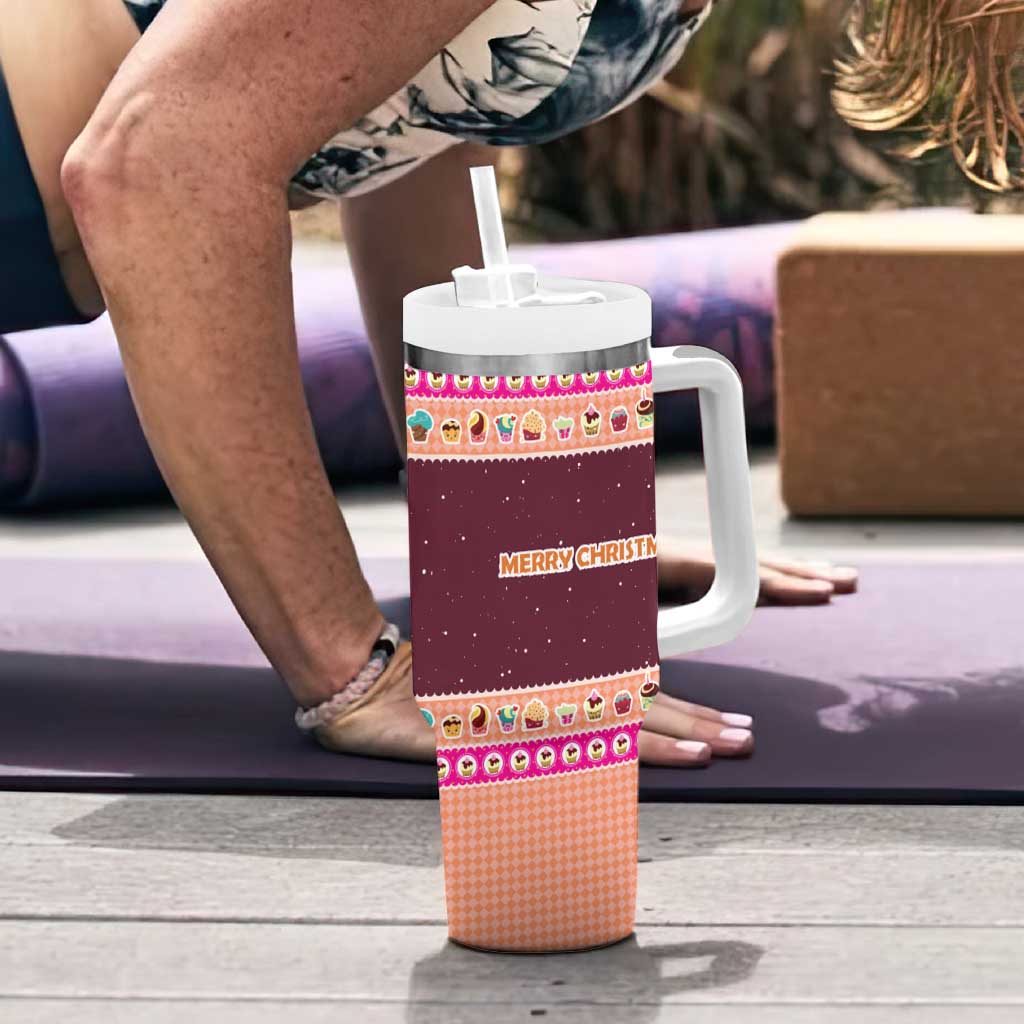 Christmas Cookie Tumbler With Handle with Gingerbread Tree Candy Ornaments and Sweet Treat Pattern - Wonder Print Shop