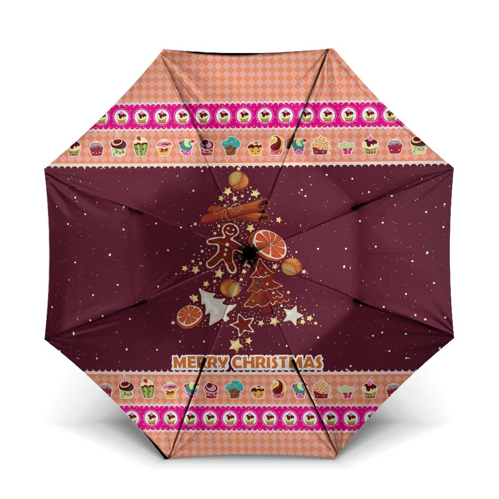 Christmas Cookie Umbrella with Gingerbread Tree Candy Ornaments and Sweet Treat Pattern - Wonder Print Shop