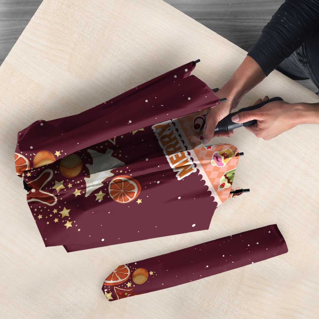 Christmas Cookie Umbrella with Gingerbread Tree Candy Ornaments and Sweet Treat Pattern - Wonder Print Shop