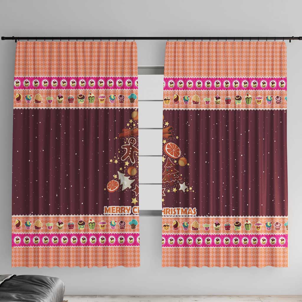 Christmas Cookie Window Curtain with Gingerbread Tree Candy Ornaments and Sweet Treat Pattern - Wonder Print Shop