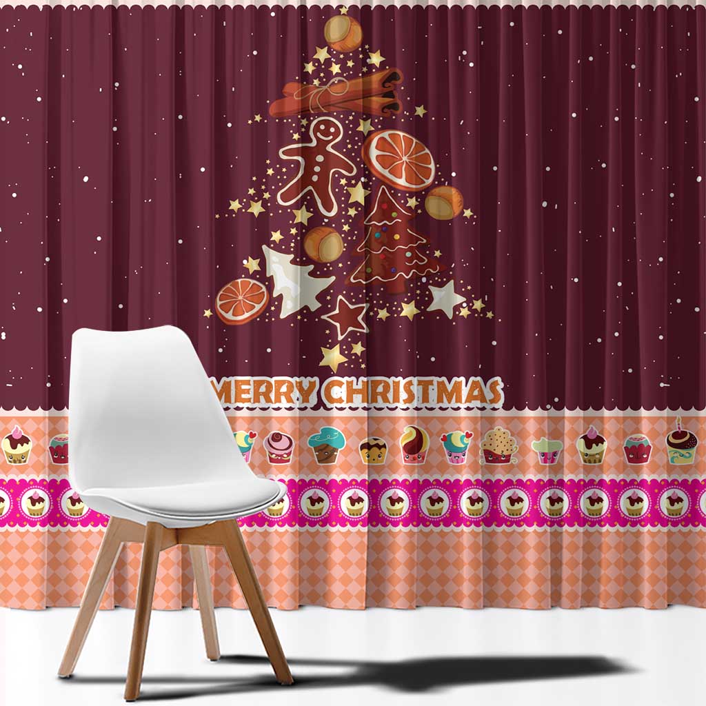 Christmas Cookie Window Curtain with Gingerbread Tree Candy Ornaments and Sweet Treat Pattern - Wonder Print Shop