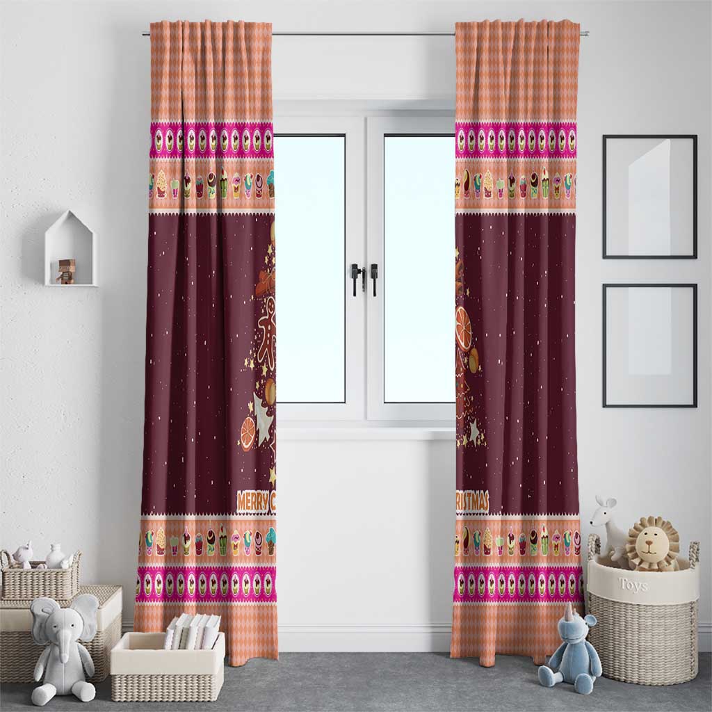 Christmas Cookie Window Curtain with Gingerbread Tree Candy Ornaments and Sweet Treat Pattern - Wonder Print Shop