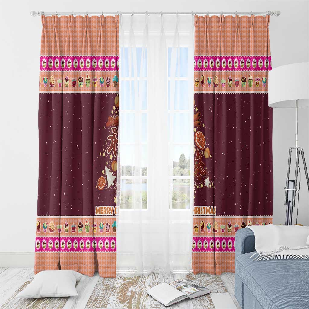 Christmas Cookie Window Curtain with Gingerbread Tree Candy Ornaments and Sweet Treat Pattern - Wonder Print Shop