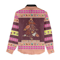 Christmas Cookie Women Casual Shirt with Gingerbread Tree Candy Ornaments and Sweet Treat Pattern - Wonder Print Shop
