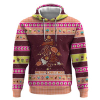 Christmas Cookie Zip Hoodie with Gingerbread Tree Candy Ornaments and Sweet Treat Pattern - Wonder Print Shop