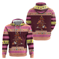 Christmas Cookie Zip Hoodie with Gingerbread Tree Candy Ornaments and Sweet Treat Pattern - Wonder Print Shop