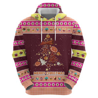 Christmas Cookie Zip Hoodie with Gingerbread Tree Candy Ornaments and Sweet Treat Pattern - Wonder Print Shop