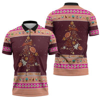 Christmas Cookie Zipper Polo Shirt with Gingerbread Tree Candy Ornaments and Sweet Treat Pattern - Wonder Print Shop