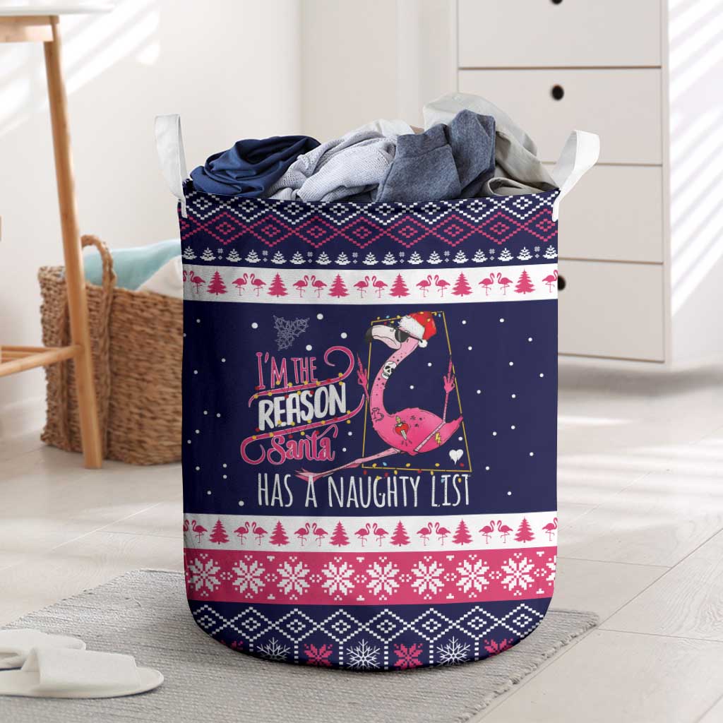 Flamingo I Am The Reason Santa Has A Naughty Christmas Laundry Basket Xmas Holiday Patterns - Wonder Print Shop