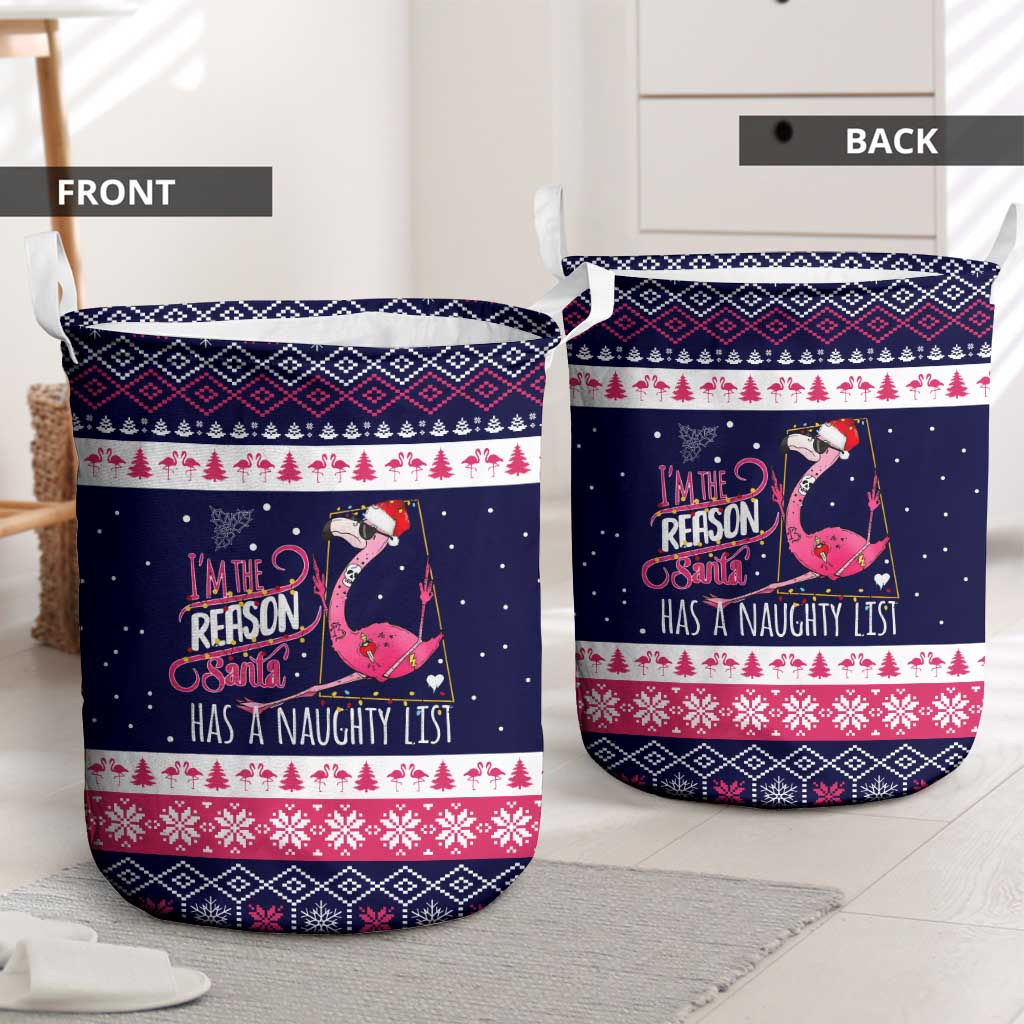 Flamingo I Am The Reason Santa Has A Naughty Christmas Laundry Basket Xmas Holiday Patterns - Wonder Print Shop