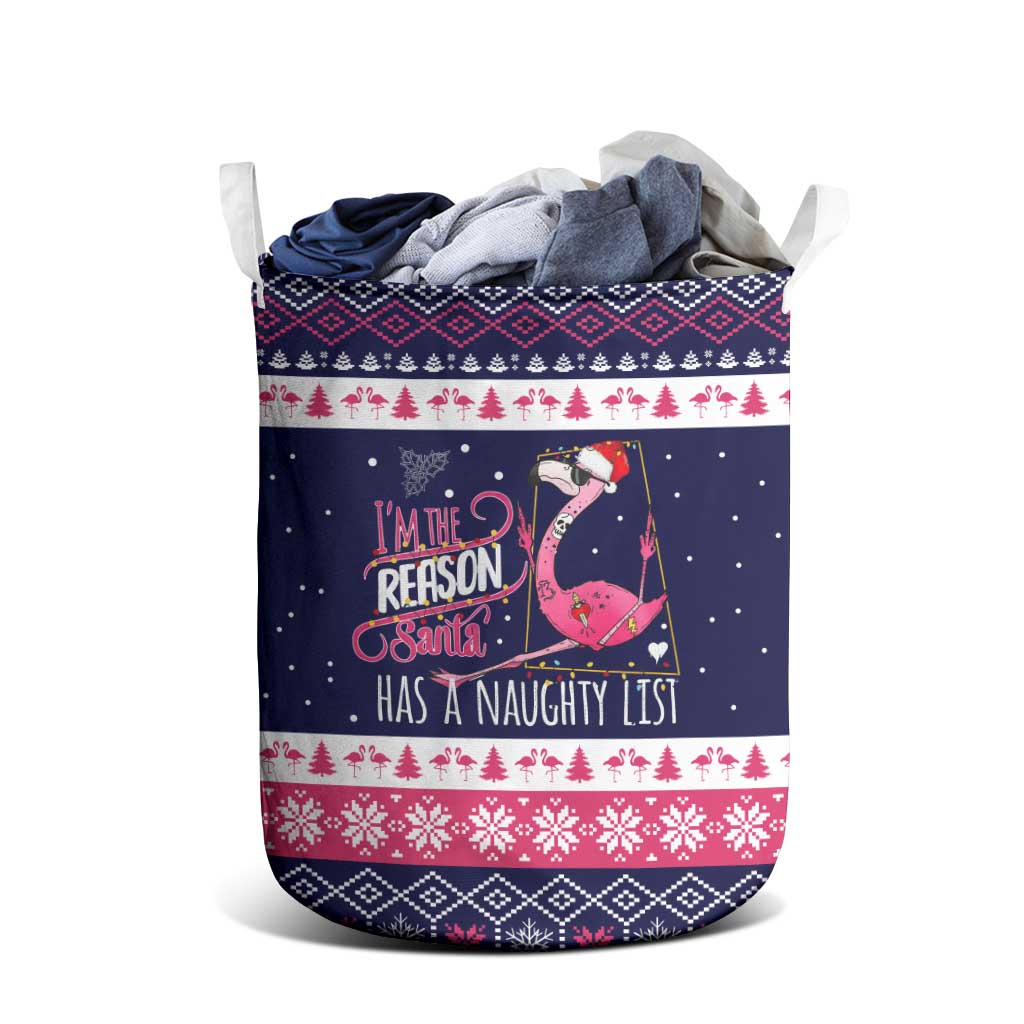 Flamingo I Am The Reason Santa Has A Naughty Christmas Laundry Basket Xmas Holiday Patterns - Wonder Print Shop