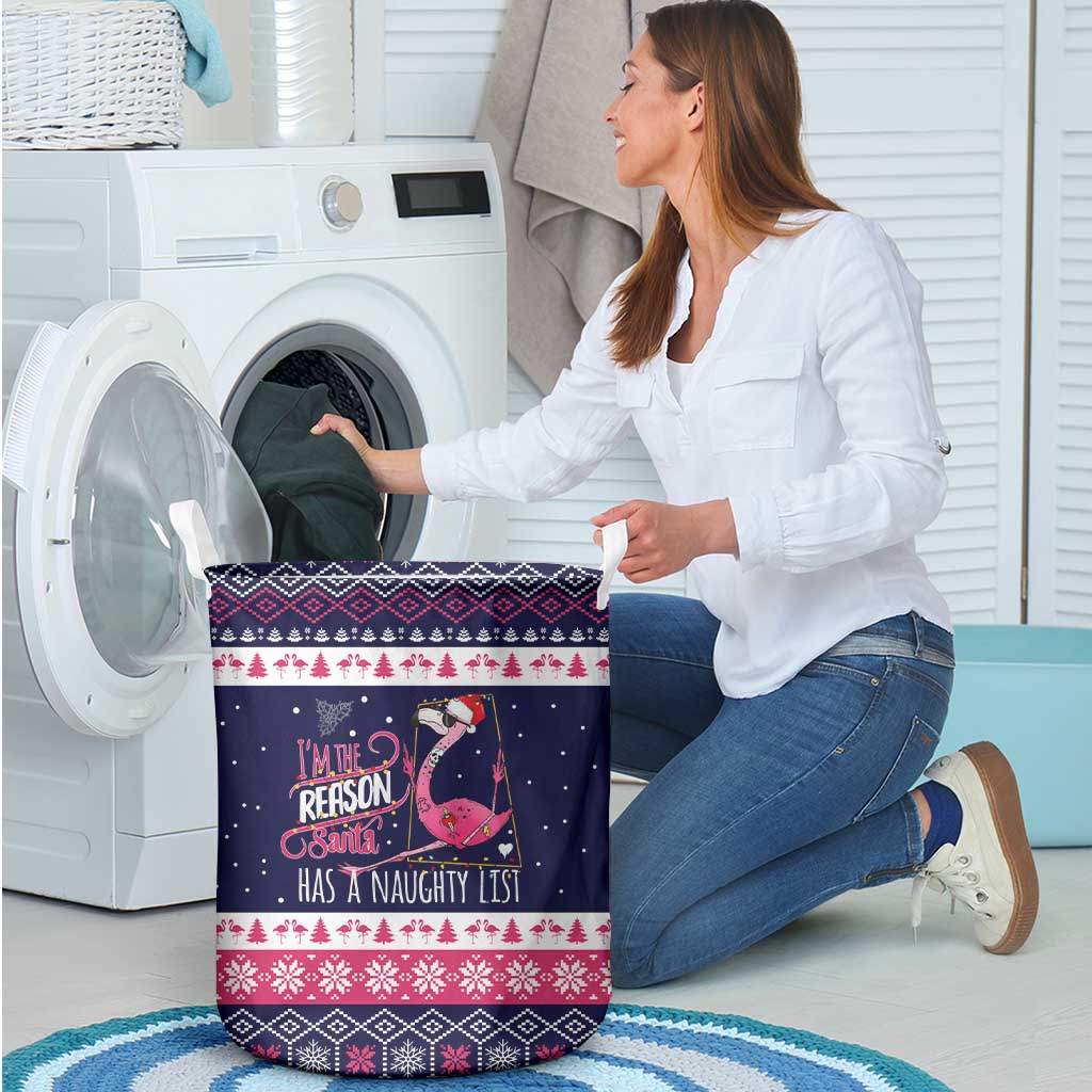Flamingo I Am The Reason Santa Has A Naughty Christmas Laundry Basket Xmas Holiday Patterns - Wonder Print Shop