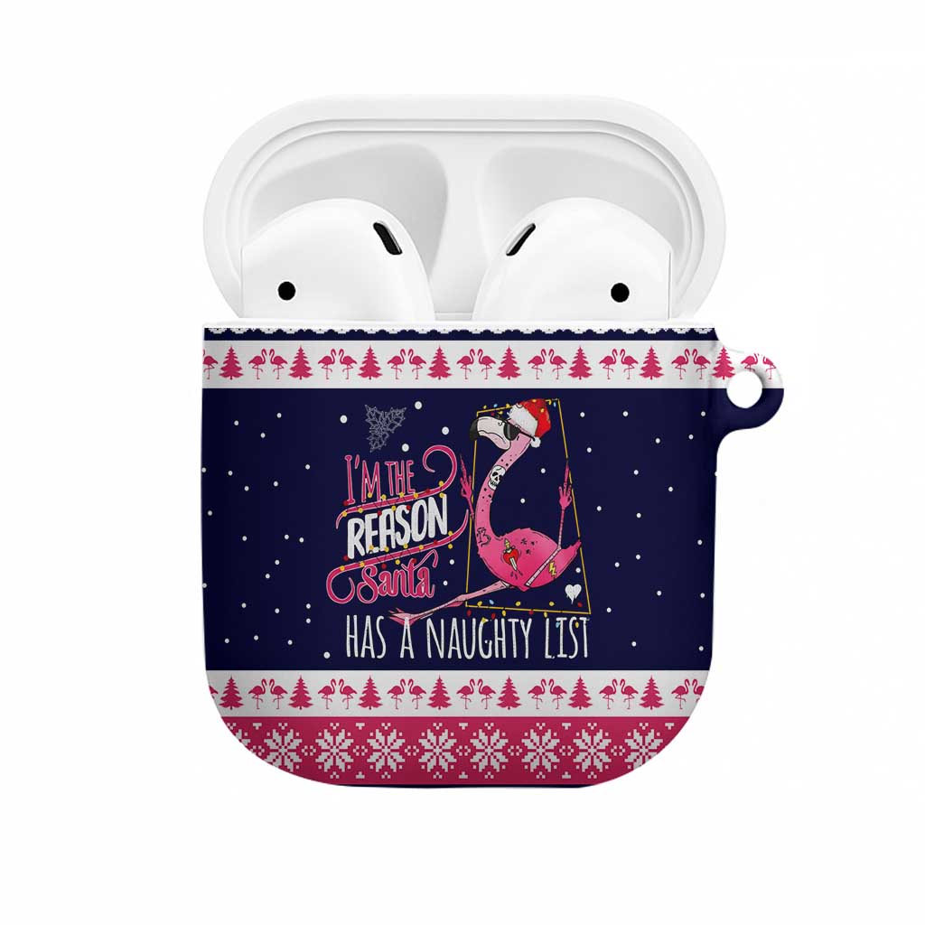 Flamingo I Am The Reason Santa Has A Naughty Christmas AirPods Case Xmas Holiday Patterns - Wonder Print Shop