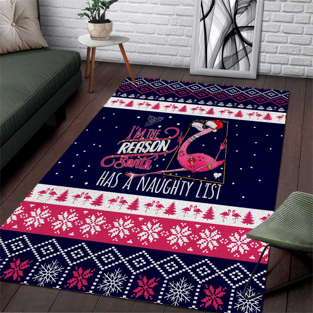 Flamingo I Am The Reason Santa Has A Naughty Christmas Area Rug Xmas Holiday Patterns - Wonder Print Shop