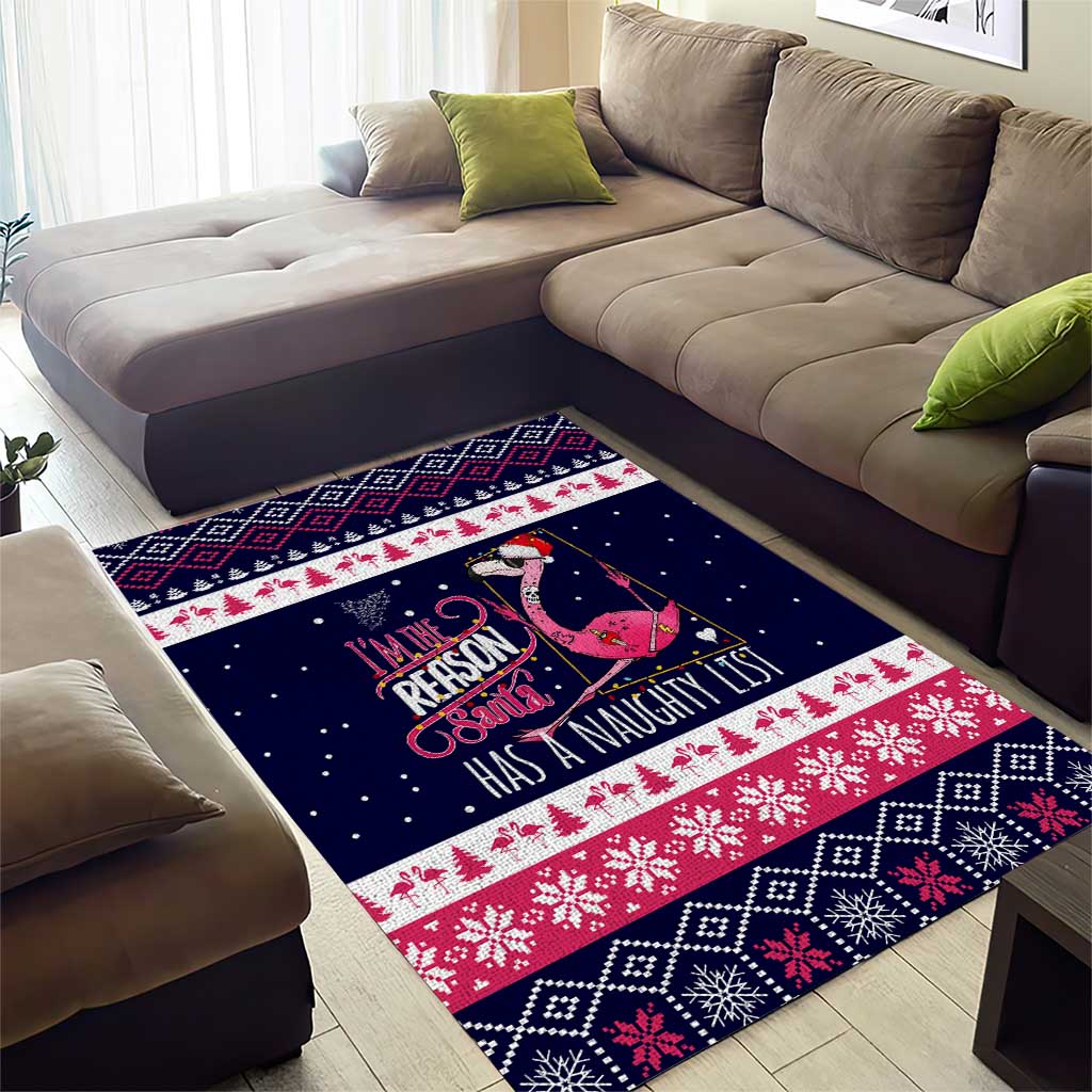 Flamingo I Am The Reason Santa Has A Naughty Christmas Area Rug Xmas Holiday Patterns - Wonder Print Shop