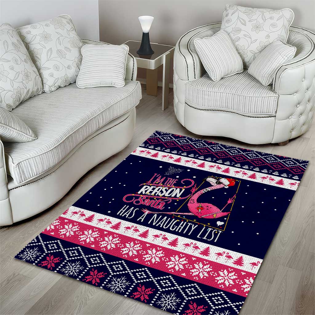 Flamingo I Am The Reason Santa Has A Naughty Christmas Area Rug Xmas Holiday Patterns - Wonder Print Shop