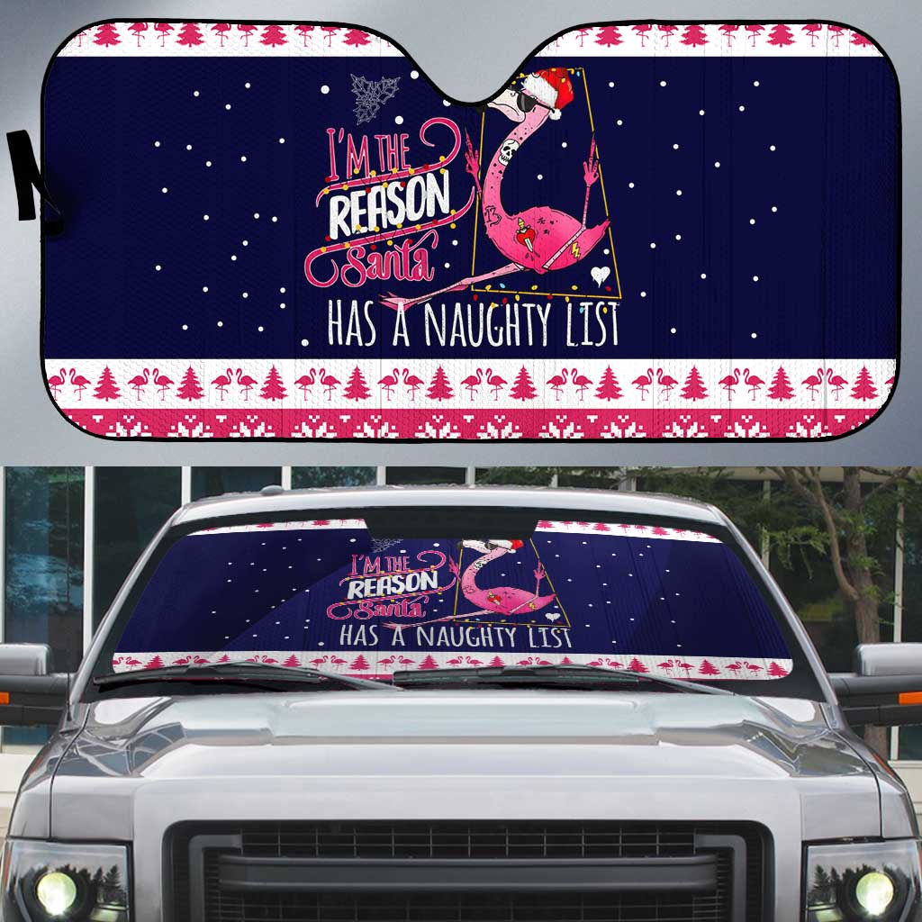 Flamingo I Am The Reason Santa Has A Naughty Christmas Auto Sun Shade Xmas Holiday Patterns - Wonder Print Shop