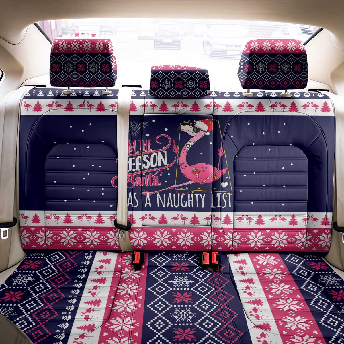 Flamingo I Am The Reason Santa Has A Naughty Christmas Back Car Seat Cover Xmas Holiday Patterns - Wonder Print Shop