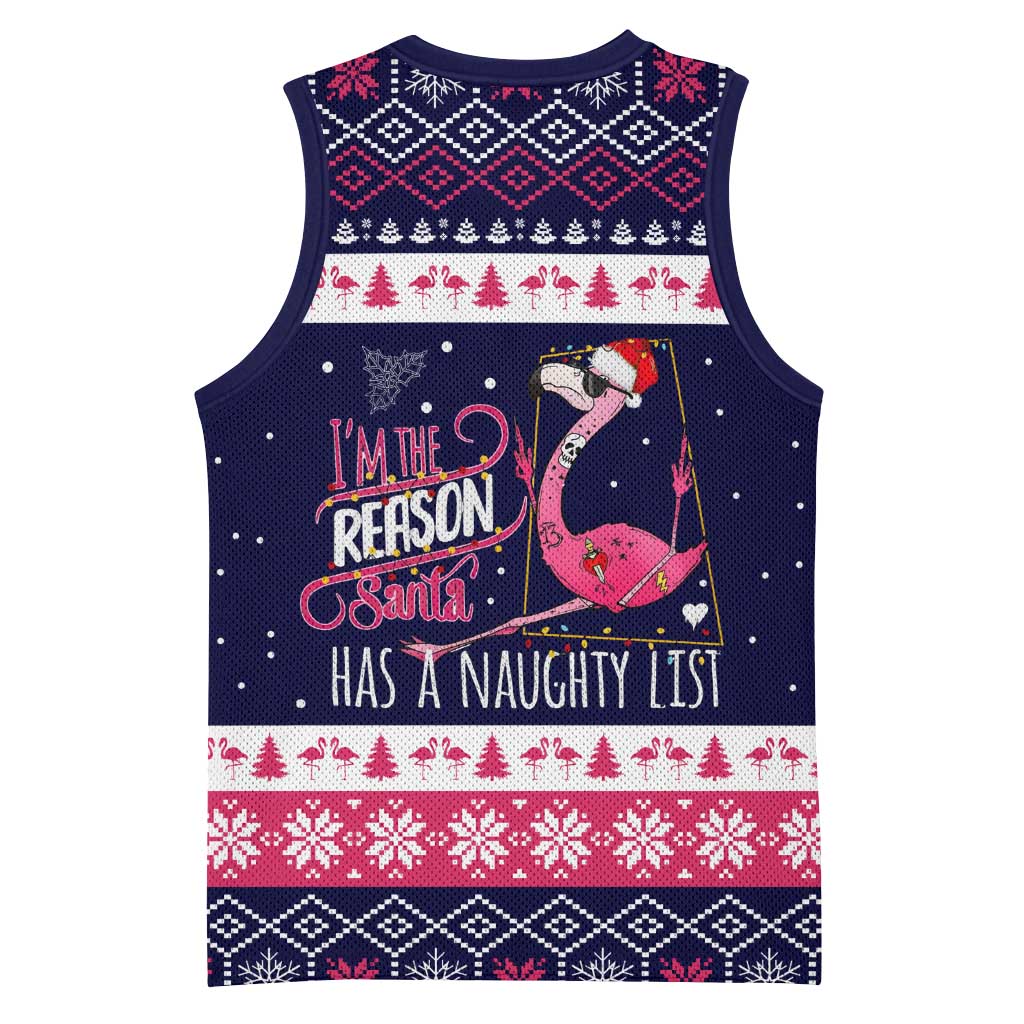 Flamingo I Am The Reason Santa Has A Naughty Christmas Basketball Jersey Xmas Holiday Patterns - Wonder Print Shop