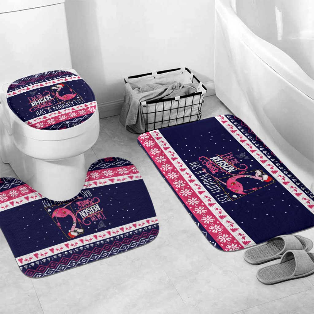 Flamingo I Am The Reason Santa Has A Naughty Christmas Bathroom Set Xmas Holiday Patterns - Wonder Print Shop